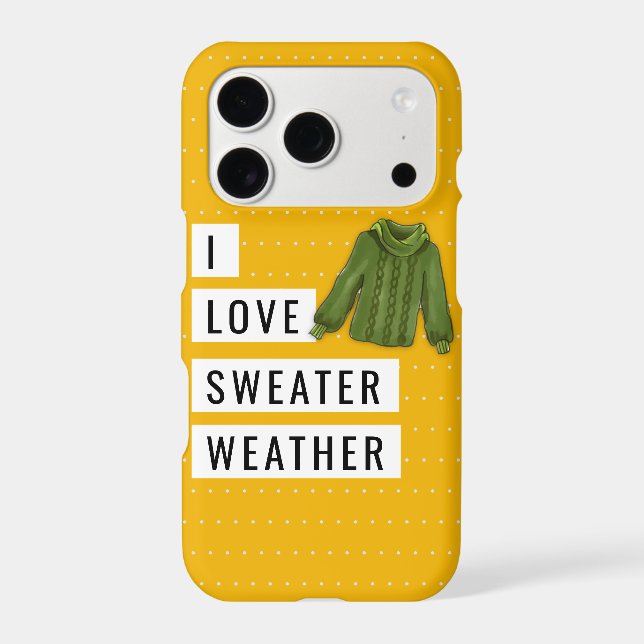 Fun I Love Sweater Weather White Polka Dots Gold (Back)