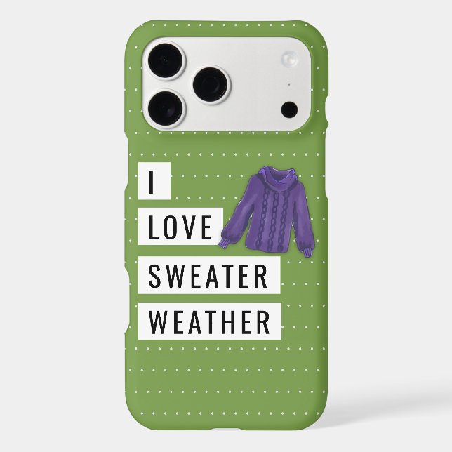 Fun I Love Sweater Weather White Polka Dots Green (Back)