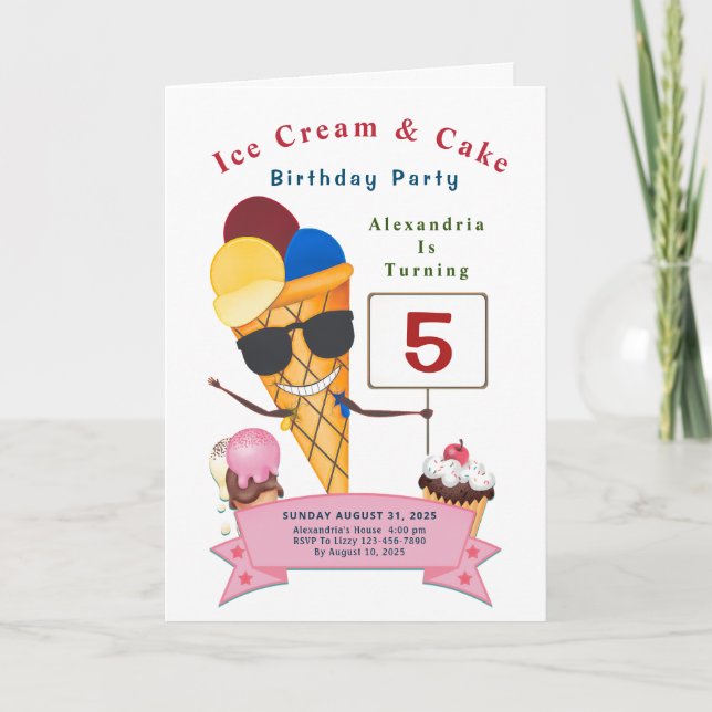 Fun Ice Cream Cake Child Birthday Party Invitation (Front)