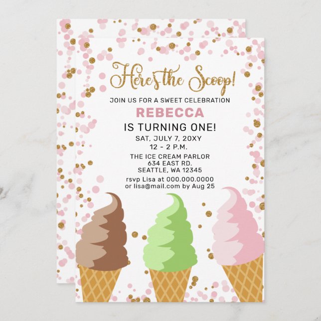 Fun Ice cream party Birthday invitation (Front/Back)