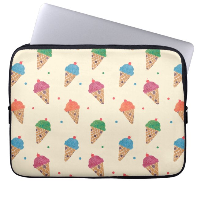 Fun Ice Cream Pattern Laptop Sleeve (Front)