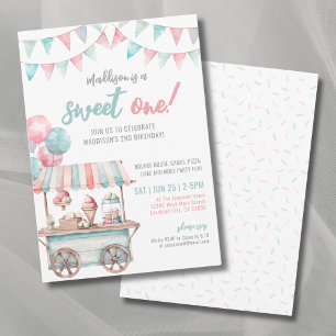 Fun Ice Cream Summer 1st Birthday Party Invitation