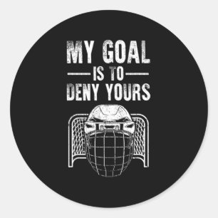 Fun Ice Hockey Goalie Design Kids Men Women Hockey Classic Round Sticker