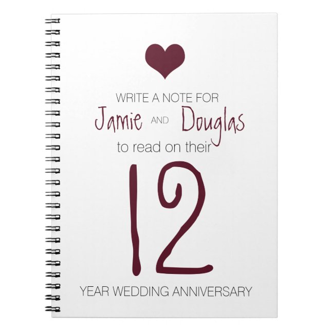 Fun Idea Wedding Table Number Marsala Heart Notebook (Front)