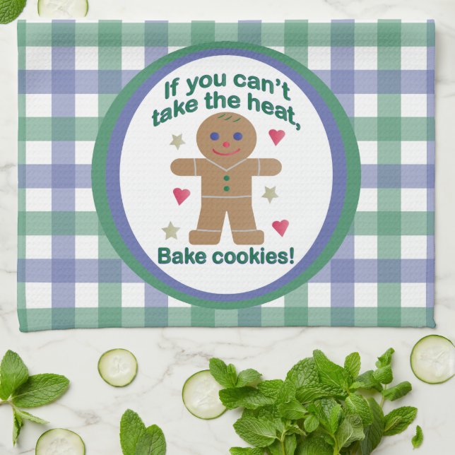 Fun "If You Can't Take the Heat" Gingerbread Man Tea Towel (Folded)