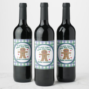 Fun "If You Can't Take the Heat" Gingerbread Man Wine Label