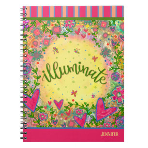 Fun Illuminate Yellow Floral Heart  Notebook
