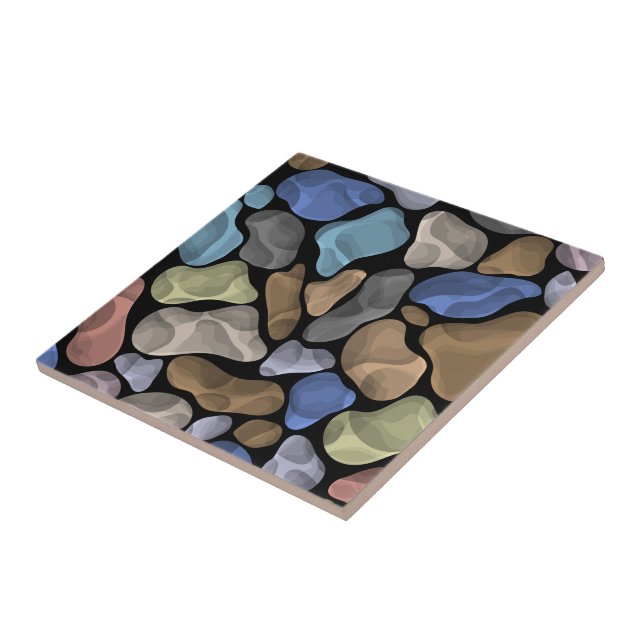 Fun illustration of stones for bathroom Colourful Ceramic Tile (Side)