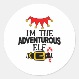 Fun Im The Adventurous Elf Costumes Christmas Fami Classic Round Sticker