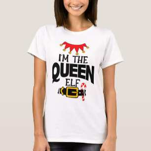 Fun Im The Queen Elf Costumes Christmas Family Mat T-Shirt