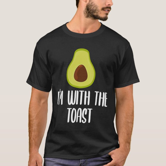 Fun I'm With The Toast Avocado Halloween Couples C T-Shirt (Front)