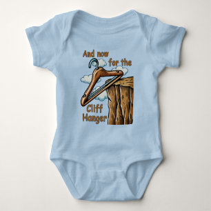 Fun Image of Cliff Hanger with Playful Wordplay Baby Bodysuit