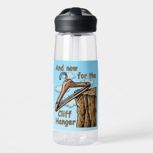 Fun Image of Cliff Hanger with Playful Wordplay Water Bottle