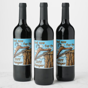 Fun Image of Cliff Hanger with Playful Wordplay Wine Label