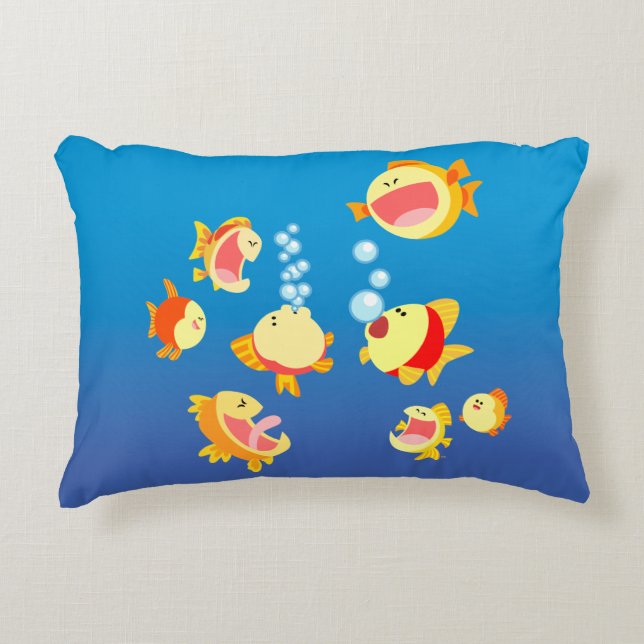 Fun in The Fish Tank (Cartoon Fish) Accent Pillow (Front)