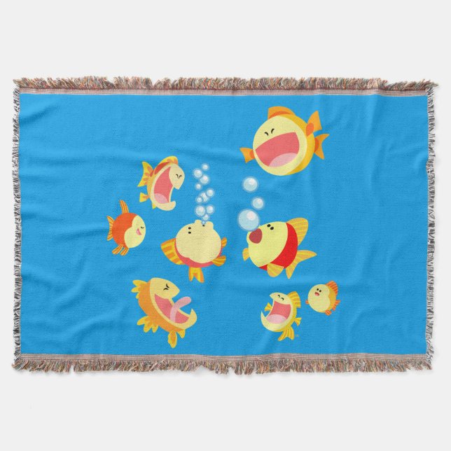 Fun In The Fish Tank (Cartoon Fish) Throw Blanket (Front)