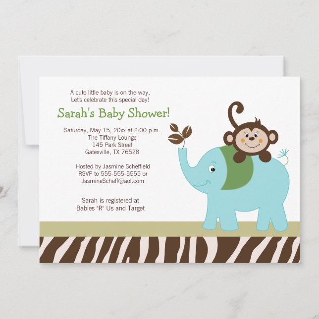 Fun in the Jungle Elephant Baby Shower Invitation (Front)