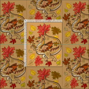Fun in the Leaves Dragon Fabric