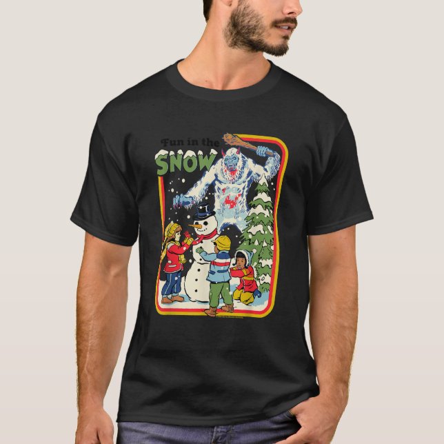 Fun in the Snow Christmas Snowman Retro Funny Adul T-Shirt (Front)