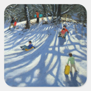 Fun in the snow Morzine France Square Sticker