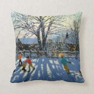 Fun in the snow Tideswell Derbyshire Cushion