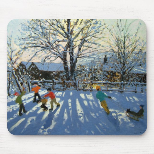 Fun in the snow Tideswell Derbyshire Mouse Pad (Front)