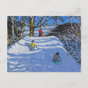 Fun in the snow Wash Green Derbyshire 2014 Postcard