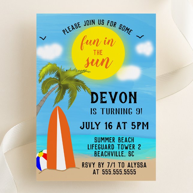 Fun in the Sun Beach Birthday Party Invitation (Creator Uploaded)
