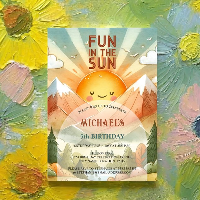 Fun In The Sun Birthday Party Invitation (Celebrate your child's birthday by inviting your guests with this retro and whimsical fun in the sun)