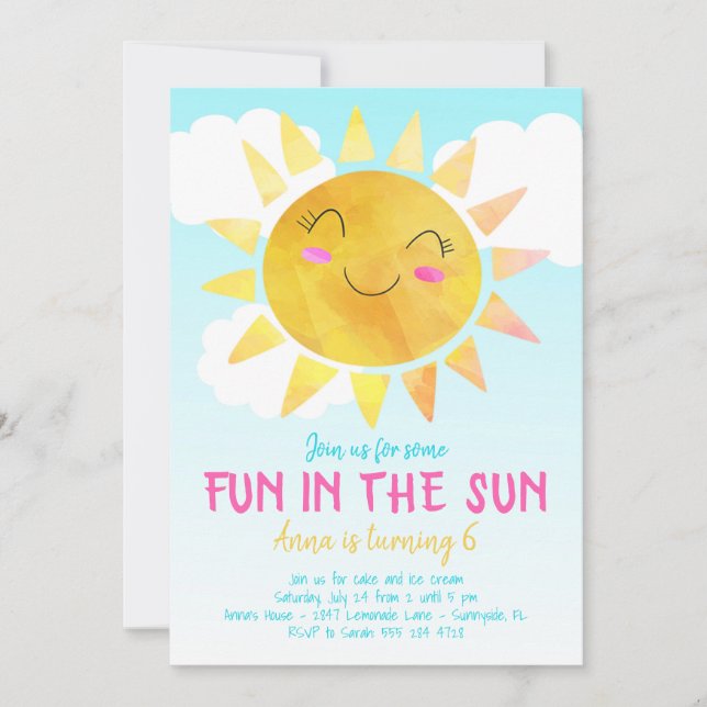 Fun in the Sun Birthday Party Invitation (Front)