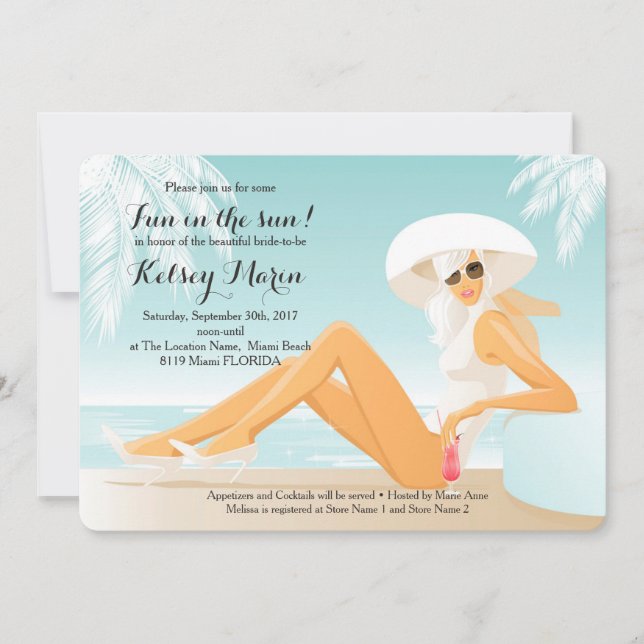 Fun in the Sun Bridal Shower Pool Party Invitation (Front)
