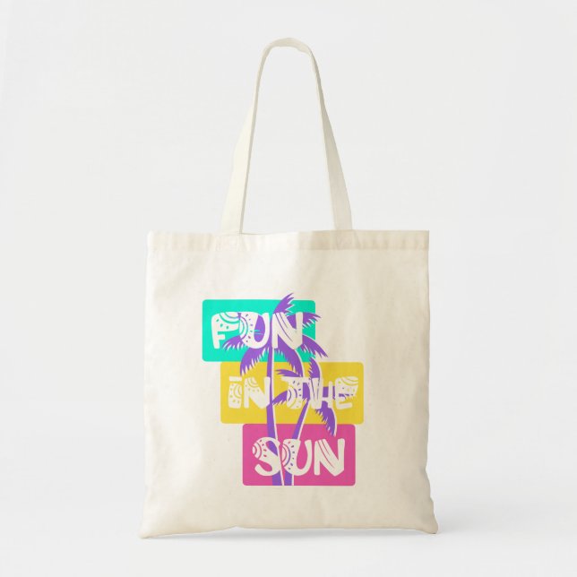 Fun in the Sun  – Colourful Summer Palm Tree Tote Bag (Front)