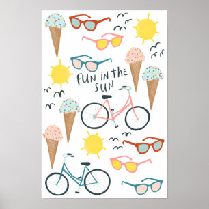 FUN IN THE SUN Cute Colourful Summertime Art Poster