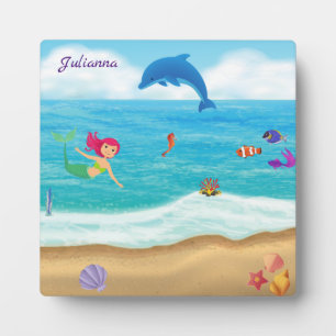 Fun in the Sun Mermaid Dolphin Beach Personalised Plaque