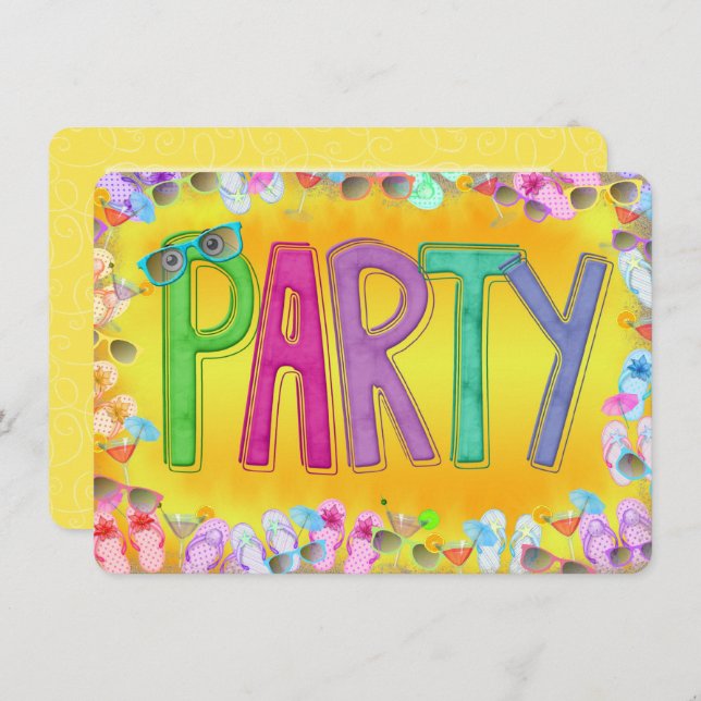 Fun In the Sun Party Invitation (Front/Back)