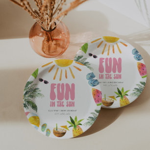 Fun in the Sun Pink Paper Plate