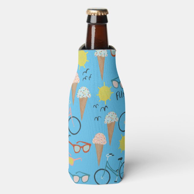 FUN IN THE SUN summer vacaction colourful Bottle Cooler (Bottle Front)