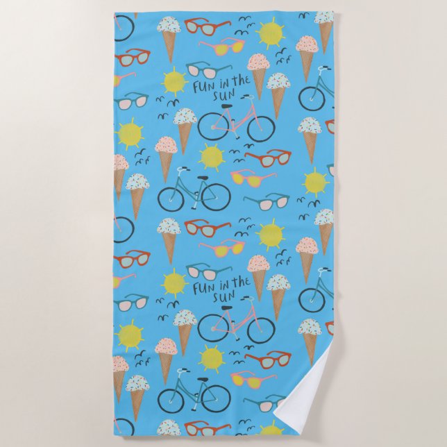 FUN IN THE SUN Summertime Holiday Beach Towel (Front)