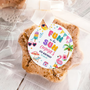 Fun In The Sun Tropical Beach Birthday Party Classic Round Sticker