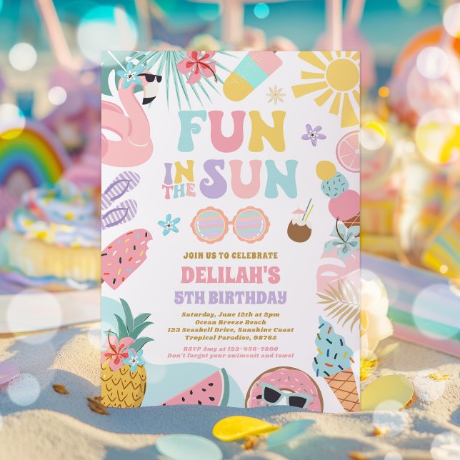 Fun In The Sun Tropical Beach Birthday Party Invitation (Creator Uploaded)