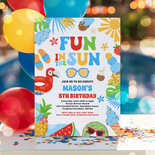 Fun In The Sun Tropical Beach Birthday Party Invitation (Creator Uploaded)