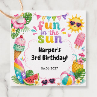 Fun in the Sun Tropical Summer Birthday Favour Tags