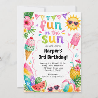 Fun in the Sun Tropical Summer Birthday Invitation