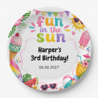 Fun in the Sun Tropical Summer Birthday Paper Plate