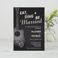 Fun Informal Guitar Diamonds Black Photo Wedding