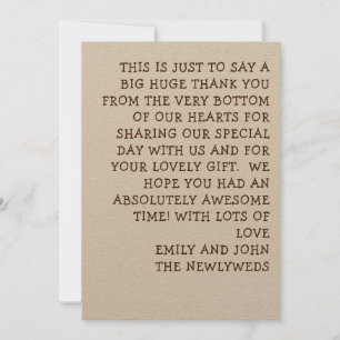 Fun informal Typography Photo Wedding Thank You Card