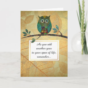 Fun Inside Message Owl Wisdom Birthday Card