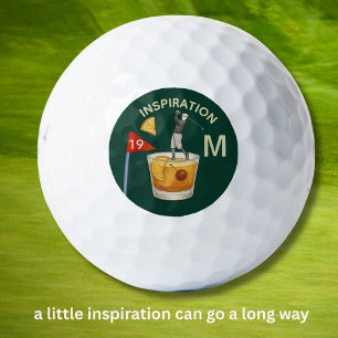 Fun Inspirational 19th Hole Cocktail Monogram Golf Balls