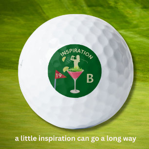 Fun Inspirational 19th Hole Cocktail Monogram  Golf Balls