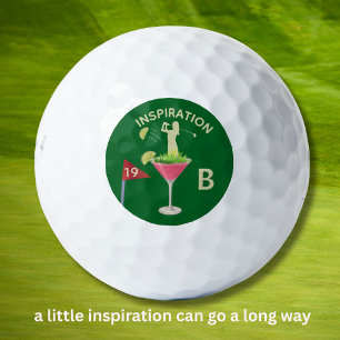 Fun Inspirational 19th Hole Cocktail Monogram  Golf Balls
